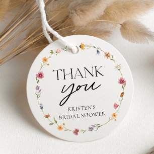 Floral Wildflower Girl Bridal Shower Thank You Favour Tags