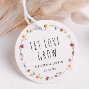 Floral Wildflower Let Love Grow Wedding Seeds  Favour Tags