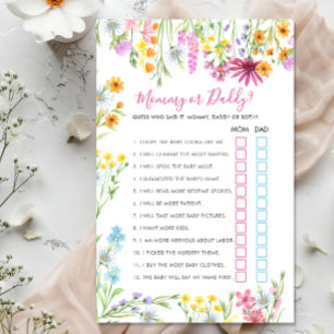 Floral Wildflower Mommy or Daddy Baby Shower Game