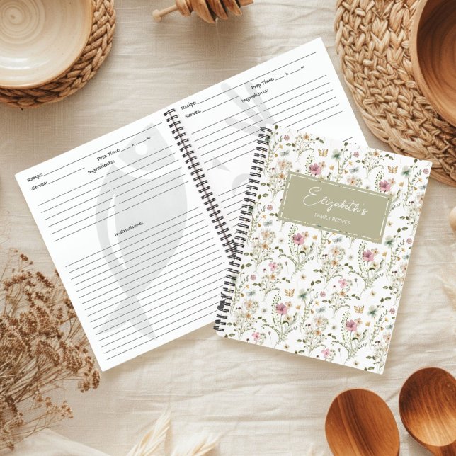 Floral Wildflower Personalized Recipe Notebook (Creator Uploaded)
