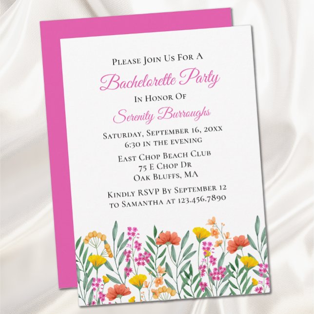 Floral Wildflower Watercolor Bachelorette Party Invitation (Creator Uploaded)