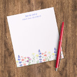 Floral Wildflowers Border From The Desk Of Name Notepad<br><div class="desc">Lilac lined notepad personalized with your name. A colourful floral illustration adds an elegant touch.</div>
