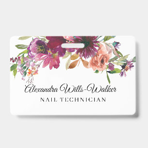 Floral Wildflowers Nail Technician Badge
