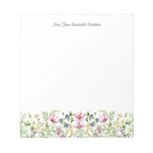 Floral Wildflowers Personalized Name & Message Notepad