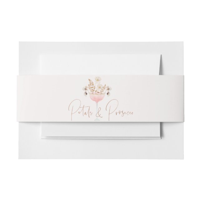 Floral Wildflowers Petals Prosecco Bridal Shower  Invitation Belly Band (Front Example)