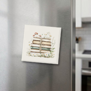 Floral Wildflowers Vintage Books Magnet