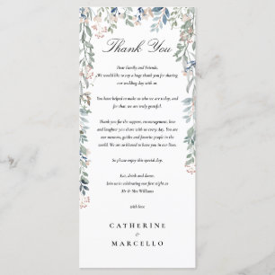 Floral Wildflowers Wedding Thank You Place Card