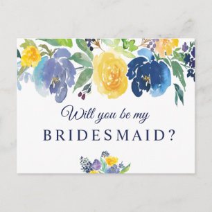 floral will you be my bridesmaid card