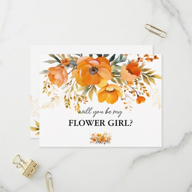floral will you be my flower girl card (Front/Back In Situ)