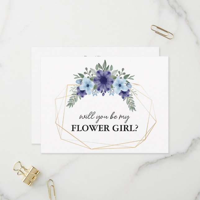 floral will you be my flower girl card (Front/Back In Situ)