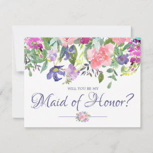 Floral Will You be My Maid of Honour Card