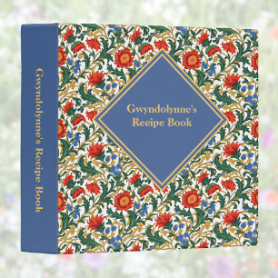 Floral Willam Morris Style Blue Red Gold Vintage Binder
