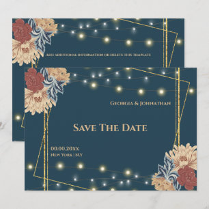 Floral William Morris vintage large gold flower Save The Date