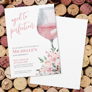 Floral Wine 60th Birthday Party Invitation