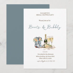 Floral Wine Boots & Bubbly Bridal Shower Invitation