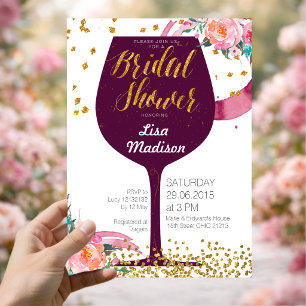 Floral Wine Bridal Shower Invitation card