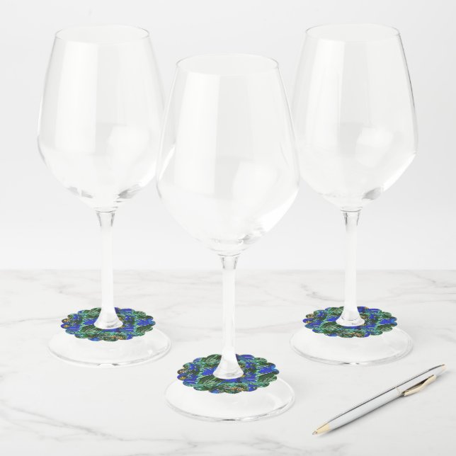 Floral  wine glass tag (Set)