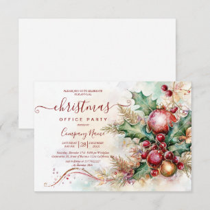 Floral Winter Arrangement Christmas Office Party Invitation