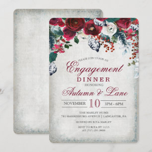 Floral Winter Engagement Dinner Invitation