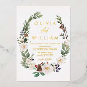 Floral Winter Greenery Christmas Holiday Wedding