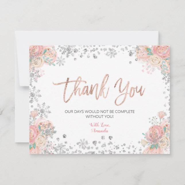Floral Winter ONE derland Carte de remerciements d (Devant)
