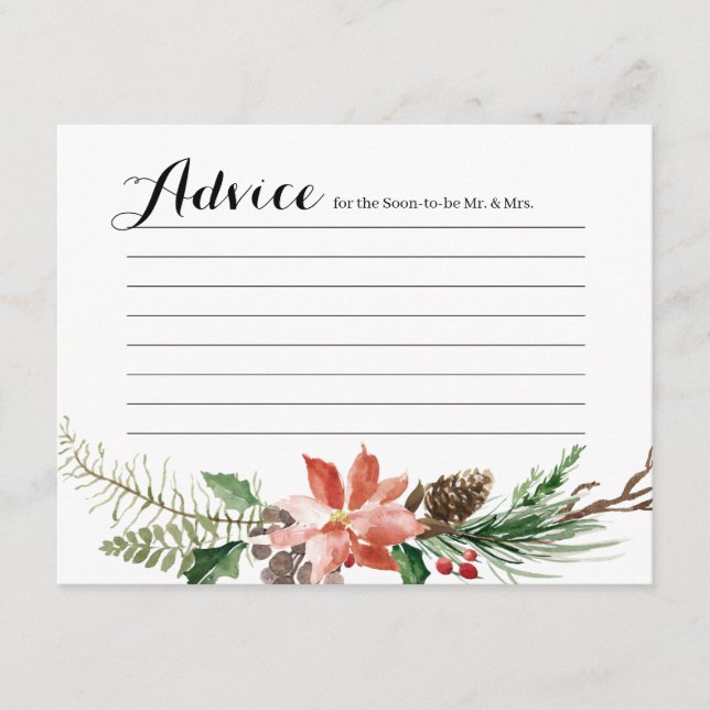 Floral Winter Shower Modern Advice Card (Front)