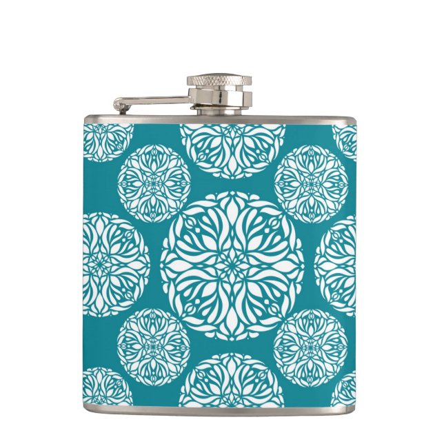 Floral winter snowflake hip flask (Front)