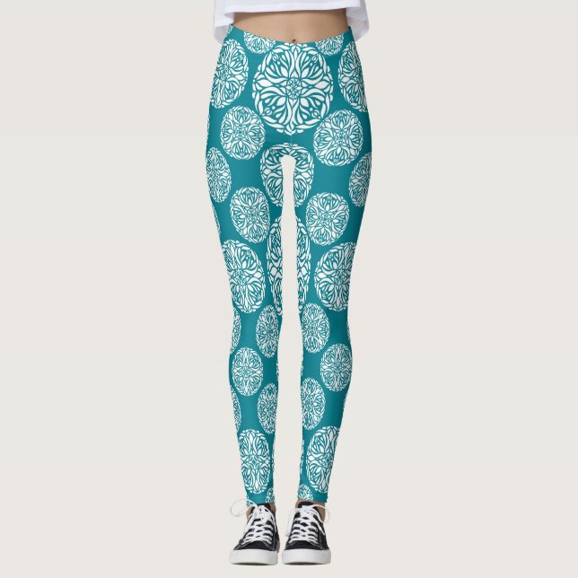 Floral winter snowflake leggings (Front)