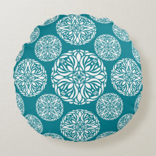 Floral winter snowflake round pillow