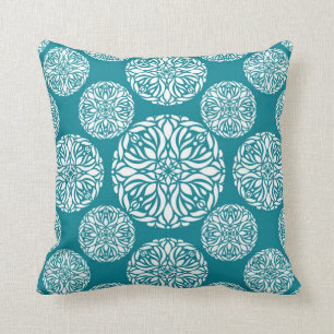 Floral winter snowflake throw pillow