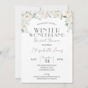 Floral Winter Wonderland Bridal Shower Invitation