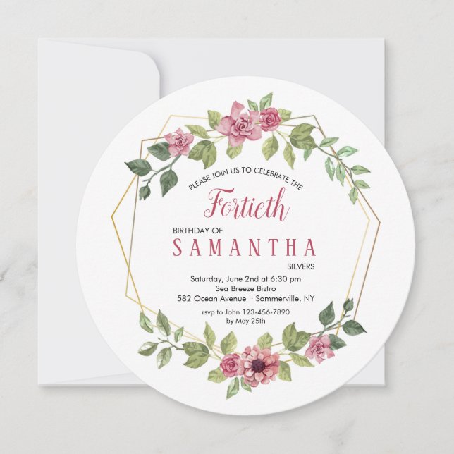 Floral Wire Frame Invitation (Front)