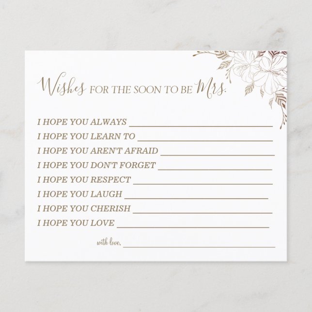 Floral Wishes for the Soon to be Mrs card (Front)