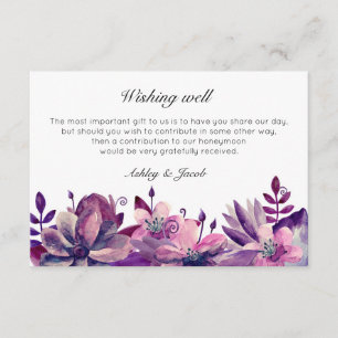 Floral wishing well. Wedding inserts. Purple Enclosure Card