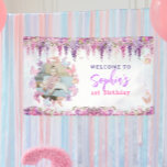 Floral Wisteria Gold Butterfly Kids Birthday Photo Banner<br><div class="desc">Design features pastel colours like lavender,  mint,  and baby pink,  adorned with gentle wisteria flowers and playful butterflies. Design also feature a round phot which can be customized surrounded by butterflies. This simple yet enchanting design is perfect for a joyful birthday celebration like 1st birthday,  7th birthday and more.</div>