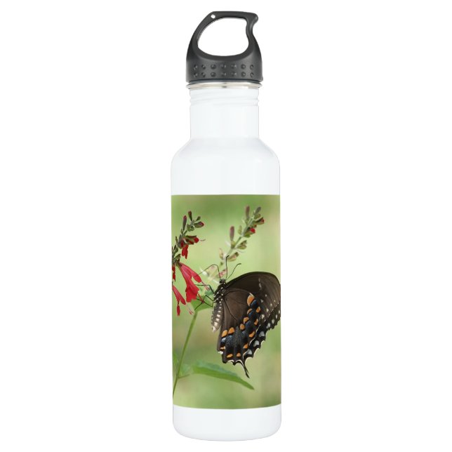 Floral with butterfly, personalized  710 ml water bottle (Front)