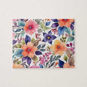 Floral with colourful watercolor flowers  jigsaw puzzle