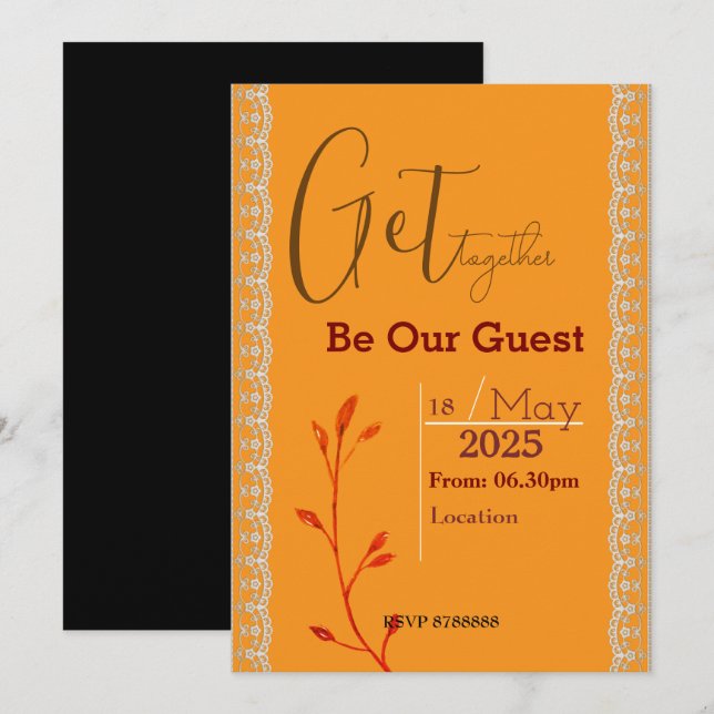 Floral with green getting together Invitation (Front/Back)
