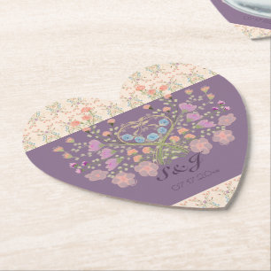 Floral With Plum Paper Coaster