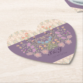 Floral With Plum Paper Coaster