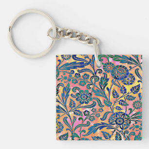 Floral with watercolor background keychain