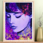 Floral Woman Botanical Vintage Flowers Pop Art Poster<br><div class="desc">This Poster is showing a beautiful woman face with a nice vintage flowers background. The choice of monochromatic blue for the face was to give elegance and mustery to the poster. The choice of FLoral woman theme was to be trendy and stylish. The choice of vintage background was to add...</div>