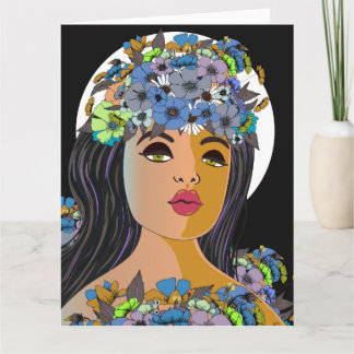 Floral Woman Crown of Flowers Card