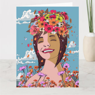 Floral Woman Crown of Flowers Card