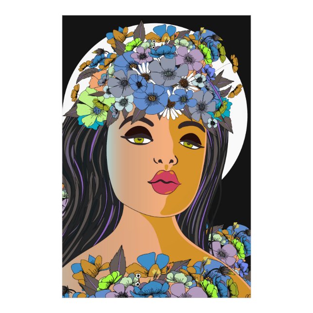 Floral Woman Crown of Flowers Photo Print (Front)