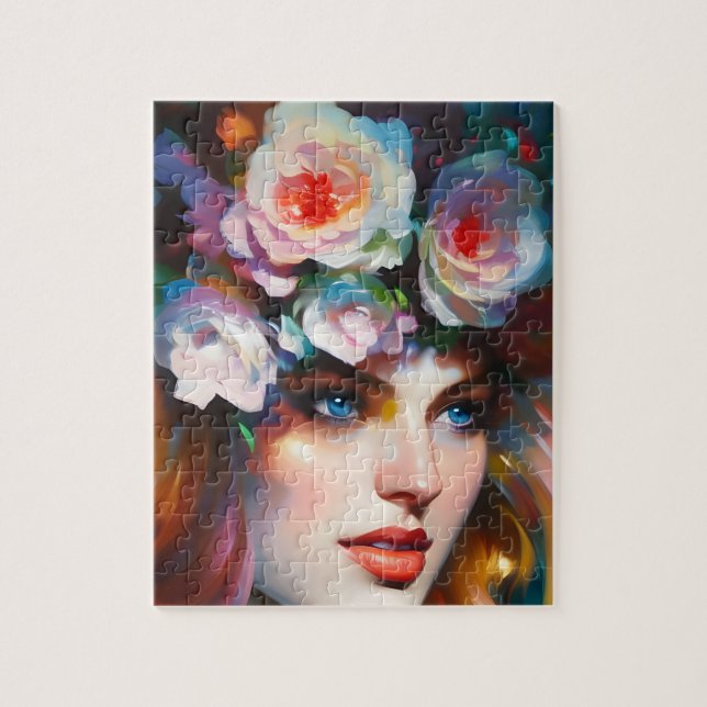 Floral Woman Portrait Painting Jigsaw Puzzle (Vertical)