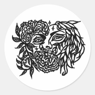 Floral Woman With A Majestic Bird Design Classic Round Sticker