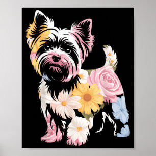 Floral Womens Cute Yorkie Dog Mom Poster