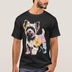 Floral Womens Cute Yorkie Dog Mom T-Shirt