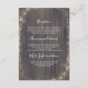 Floral Wood and Gold Wedding Information Guest Enclosure Card